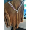 Image 3 : Indigenous Leather Poncho Top & Bottoms With Hand beaded Neck Line. Also Included is a War Time Hat 