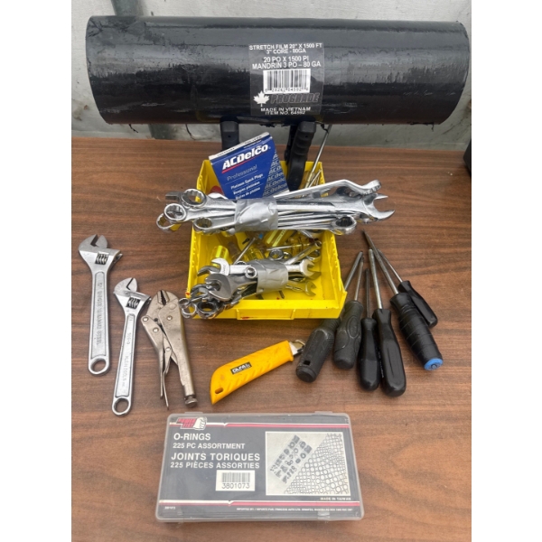 Variety Of Tools & Shop Suppplies - Stretch Film Wrenches Drivers Pliers & O Ring Assortment 