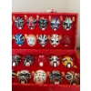 Image 3 : Collectible Vintage Chinese Theatre Opera Masks (32) Hand Painted Miniatures w/ Display Case  