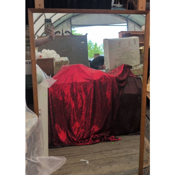 Wood Framed Rectangular Mirror with Stand