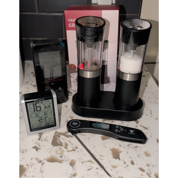 Battery Operated Kitchen Gadgets - Salt & Pepper MIlls Meat Thermometer Timer & more