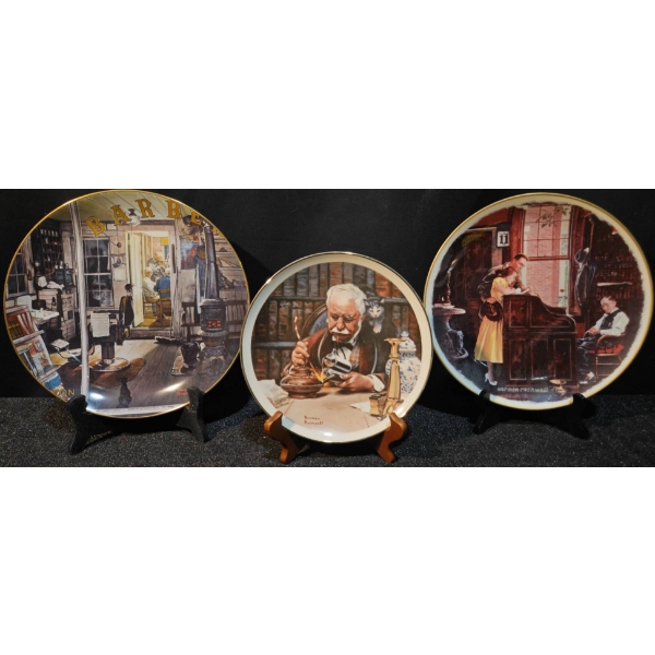 Three Collector Plates Featuring Norman Rockwell Artwork