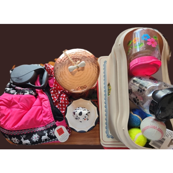 Pet Supplies Including: 2 Coats Size XL, Retractable Leash, Cookie Jars (Metal 8.5 T) and More!