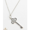 Image 5 : Tiffany & Co 750 Italy (18K) White Gold & Diamond Crown Key Pendant Necklace 3.61g