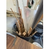 Image 3 : Rolling wooden workbench with a bin full of small pieces of carpentry wood oak cedar +MORE