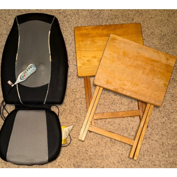 Home medics Chair- Massage Cushion w/Remote & Two TV/Side Tables