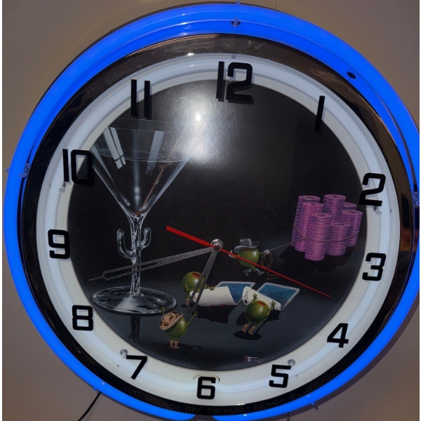 Micheal Godard "Pool Shark" Neon Billiard Clock 16"Diameter