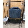 Image 1 : Metal Clothing Rack with Assorted Blankets and Clothing Hangers