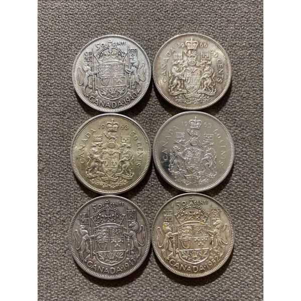 Canadian 50-cent Pieces 11.66 g Silver (.800)