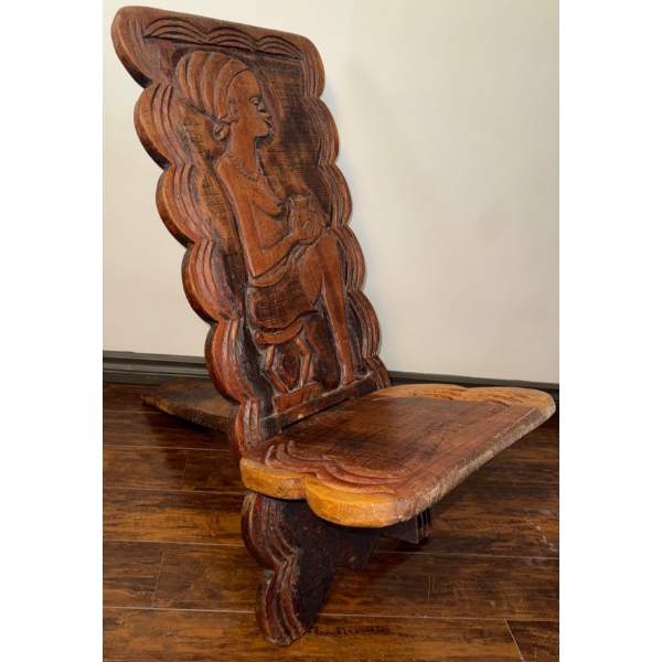 Rare Antique Hand Carved African Birthing Chair 16x40