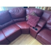 Image 1 : Large Wine L Shaped Couch, 5 Seater, Long Part is 138 In Long, 36 In Tall 
