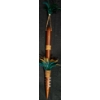 Image 1 : Hawaiian Art Piece with 8 Genuine Shark Teeth and Feather Accents, 29 Inches Tall