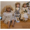 Image 1 : Porcelain Dolls: Caroler, Cottage Chic, Farm Girl. Tallest is 21T 