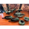 Image 1 : vintage mid-century modern Blue Mountain Pottery ornate curled candleholders, dolphin, fish, ashtray