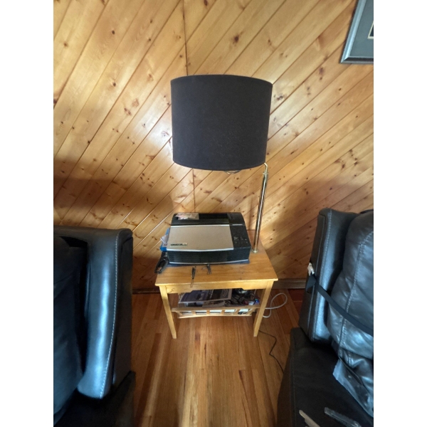 Air purifier with magazine rack, including built-in lamp