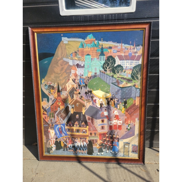 Jean-Paul Lemieux -'La Fete-Dieu a Quebec' Oil On Board Canadian Piece XL