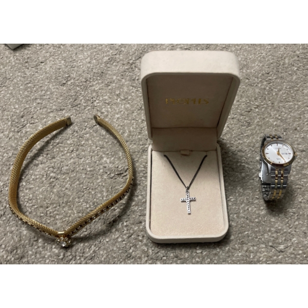Citizen Quartz Women's Watch  Small Silver Cross And Stunning Headband