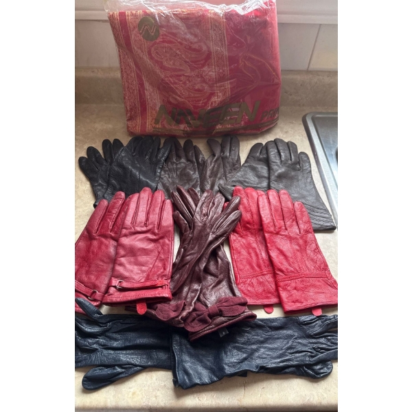 New Indian Sari w/ Genuine Leather Ladies Glove Collection Size Medium 