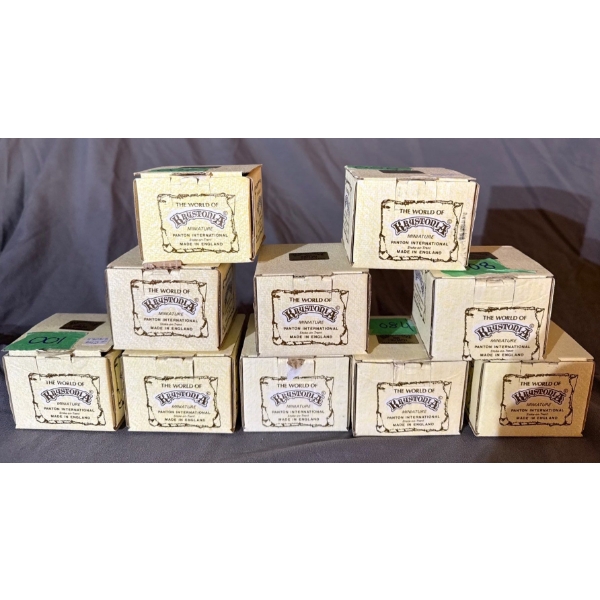 Krystonia Hand Painted ALL Miniature Figurines, Made in England w/ Certificates, 10 Pieces - ~1.5L