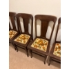 Image 2 : Set of 6 Antique Dining Table Chairs, Wood & Textile, 39In Tall 