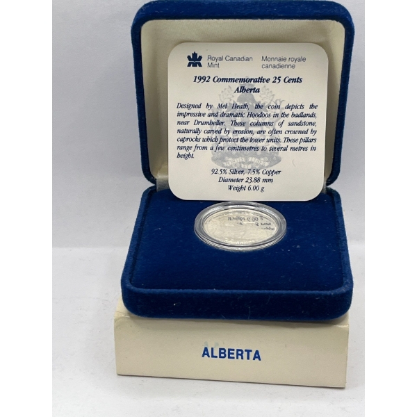 1992 Commemorative 25 Cent Alberta 92.5 Ag 6g