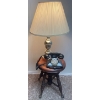 Image 1 : Antique Clawfoot Adjustable Piano Seat w/retro Phone & Lamp 
