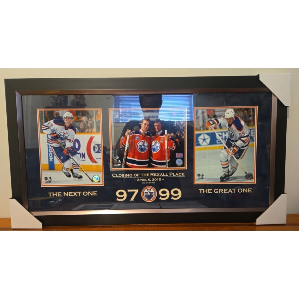 'Closing of the Rexall Place' Gretzky/McDavid - Framed Hockey Print (19x36) 