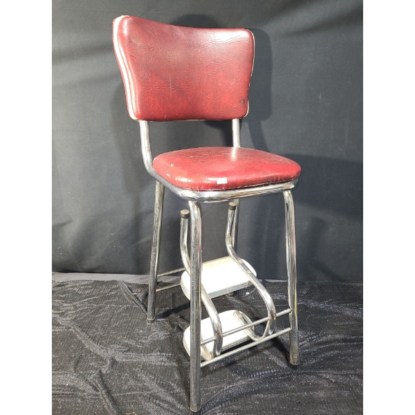 Red Vinyl Telephone Stool