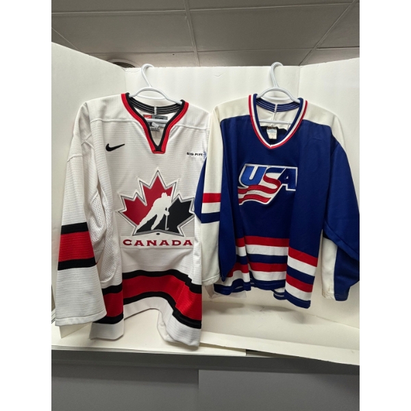  Team, Canada and Team USA jerseys team Canada is a Nike size XL team USA C size large
