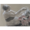 Image 4 : Charcoal and Pastel Sketch Titled " Mother and Child" by Karen James ( 12 x 12 Before Frame)