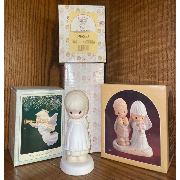 New Precious Moments Collectables - 4 Unopened Packages + 1 Display Character 4.5T