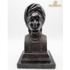 Image 5 : Art Glass Bowl Blue Glass Interior With A Clear, Bronze Bust Of Figure Tibetan-Style Buddha Figurine