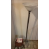 Brushed Nickel Dimmable Floor Lamp 6ft Tall w/ Wood Step Stool