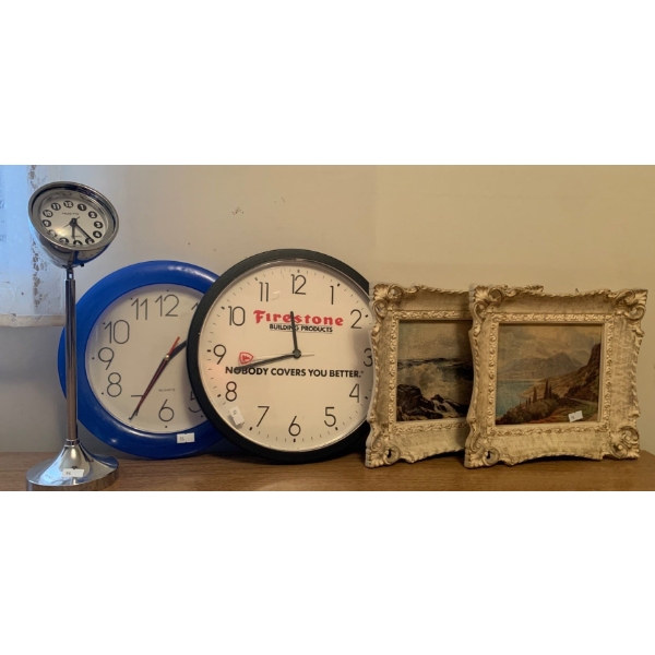 Home Essentials - Clocks, Vintage Prints (10x5 Each) 