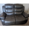 Image 1 : Double Grey Leather Reclining Sofa - 56W, 32D, 42T