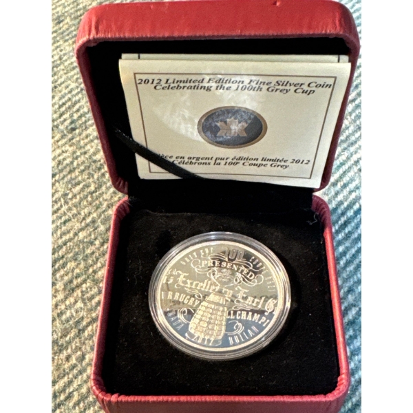2012 Limited Edition Fine Silver Coin, Celebrating 100th Grey Cup