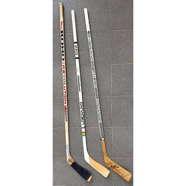Three Signed Hockey Sticks Alen McCauley Toronto Maple Leafs with Wooden Blades