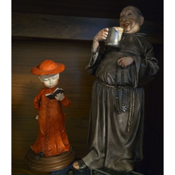 Collectable Religious Figurines Made in Italy By Capodimonte, Porcelain Man (12T) & Young Boy 