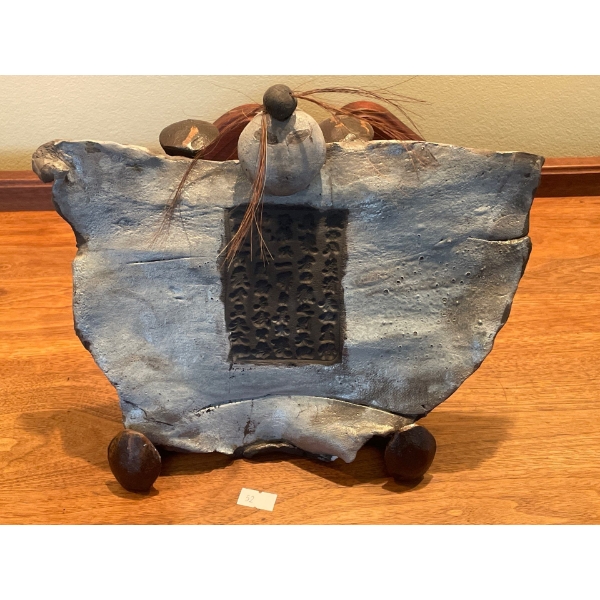 Mireille Rochon Canadian Encaustic Painter and Visual Artist Kimono Bleu Raku 9 x 11
