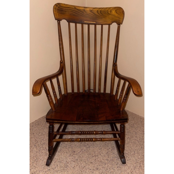 Wooden High Backed Hitchcock Design Rocking Chair  25x25x42"tall