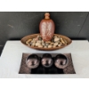 Image 1 : FatLava Stoneware Pottery Vessel w/ Fossil Rocks Decorative Spheres On Platter 15"Long 