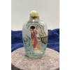 Hand Painted Lady Glass Snuff Bottle with Spoon 3H