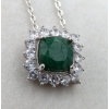 Image 2 : 3.8 ct Certified Silver Emerald gemstone Pendant ($4,224 Appraisal)