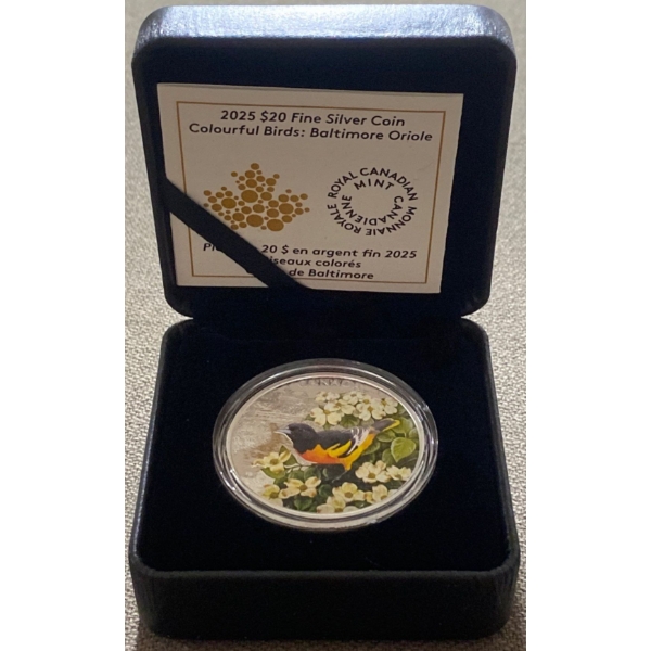 2025 $20 Baltimore Oriole Fine Silver Coin 31.39 Grams