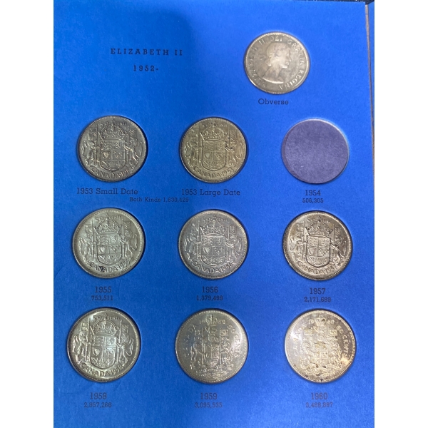 Canadian Fifty Cents Coin Collection Album, 1937-1960