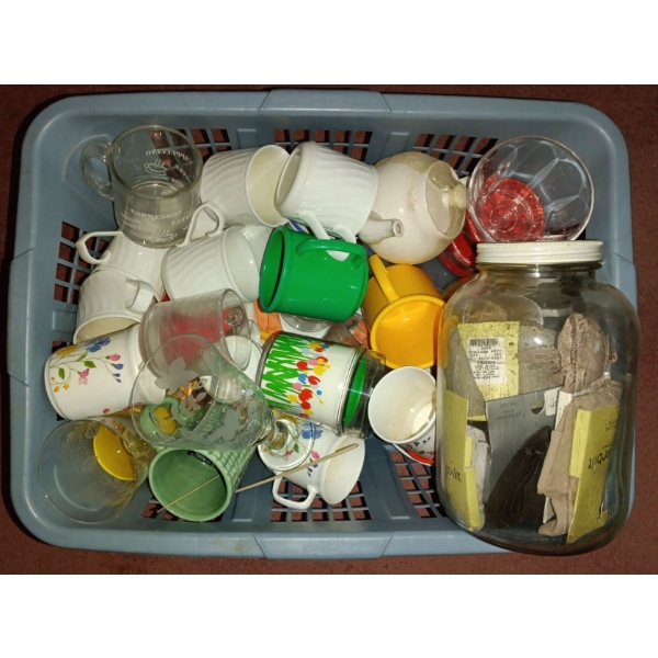 Laundry Basket Full Of Cups & Mugs