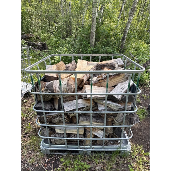 Single Large IBC Metal Tote Cage; 39inx47in, 45In Tall w/ Contents (Firewood) 