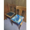 Image 1 : Two Vintage Wooden Chairs w/ Leather Seats 18 W, 18 D, 33.5 T, One Peacock Chair Cushion Cover