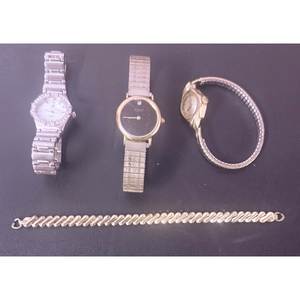 Watches and Chain Bracelet in Metal Tones