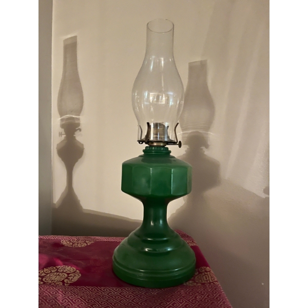 Beautiful Jade coloured oil lantern in amazing shape